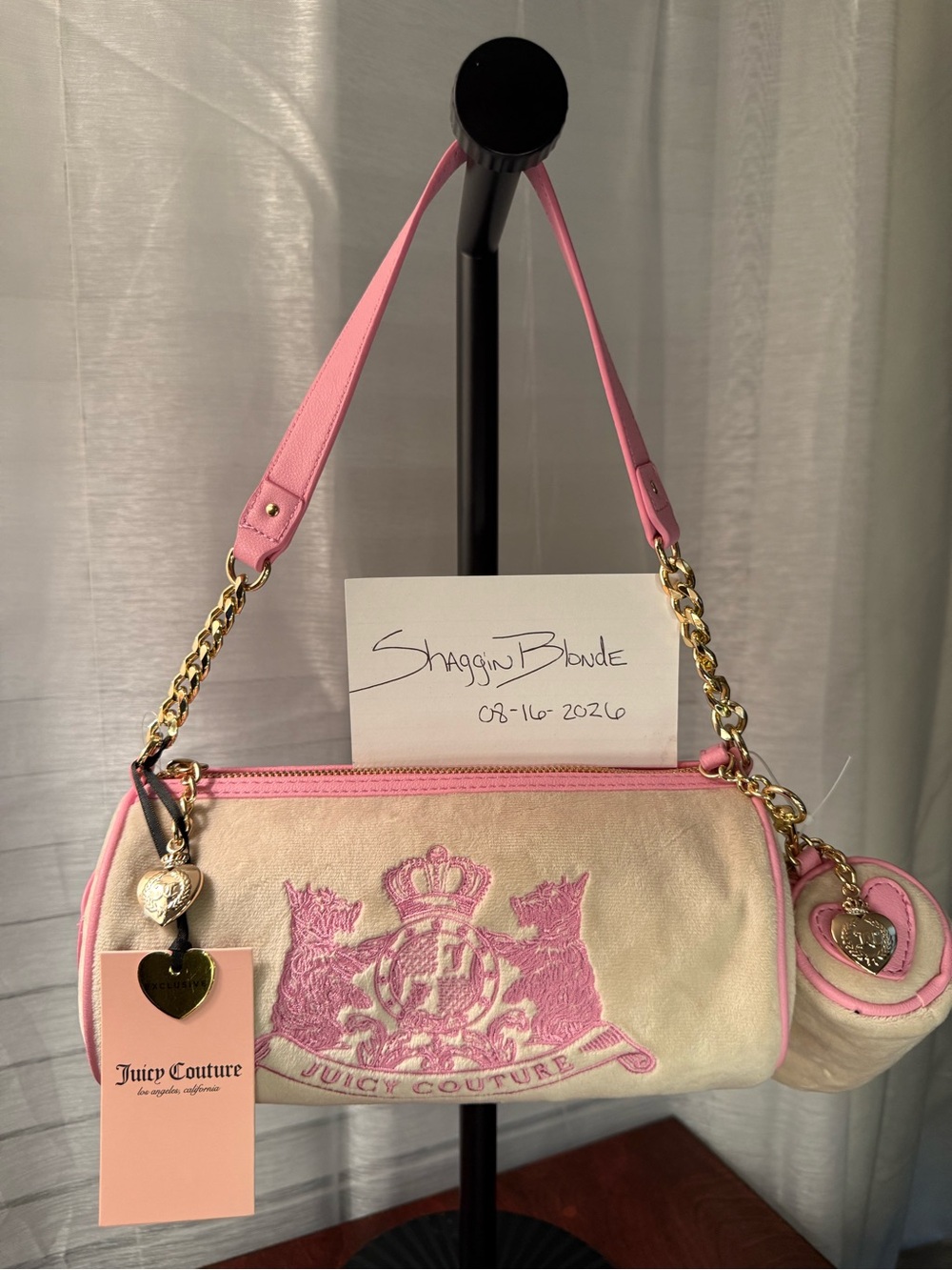 NWT Juicy Couture Choose Scottie Dogs Barrel Satchel in Sanstone with Charms